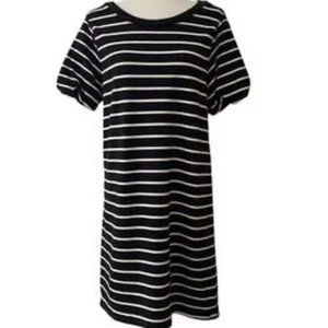 HALOGEN Black & White Striped Tunic Shirt Dress Women's Medium